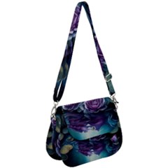 Roses Water Lilies Watercolor Saddle Handbag by Ravend