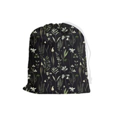 Plants Floral Art Pattern Design Drawstring Pouch (large) by Ravend