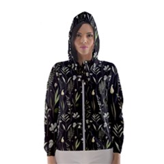 Plants Floral Art Pattern Design Women s Hooded Windbreaker