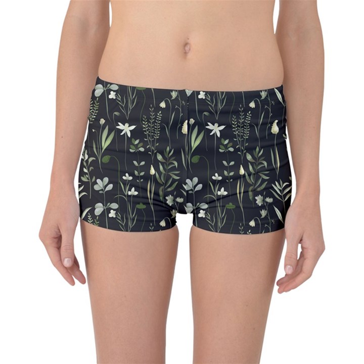 Plants Floral Art Pattern Design Reversible Boyleg Bikini Bottoms