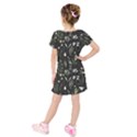 Plants Floral Art Pattern Design Kids  Short Sleeve Velvet Dress View2