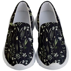 Plants Floral Art Pattern Design Kids Lightweight Slip Ons by Ravend