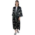 Plants Floral Art Pattern Design Maxi Satin Kimono View1