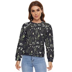 Plants Floral Art Pattern Design Women s Long Sleeve Raglan Tee