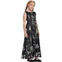 Plants Floral Art Pattern Design Kids  Satin Sleeveless Maxi Dress View3