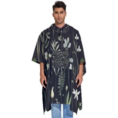 Plants Floral Art Pattern Design Men s Hooded Rain Ponchos by Ravend