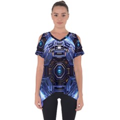 Digital Technology Cut Out Side Drop Tee by Ravend