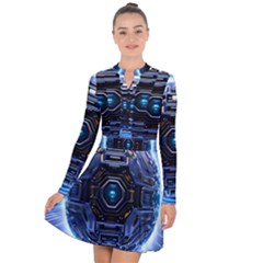 Digital Technology Long Sleeve Panel Dress by Ravend