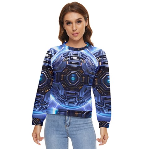 Digital Technology Women s Long Sleeve Raglan Tee by Ravend