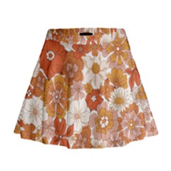 Flowers Petals Leaves Floral Print Mini Flare Skirt by Ravend