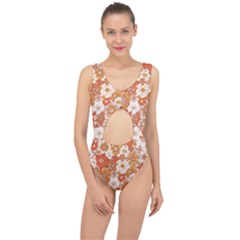 Flowers Petals Leaves Floral Print Center Cut Out Swimsuit by Ravend