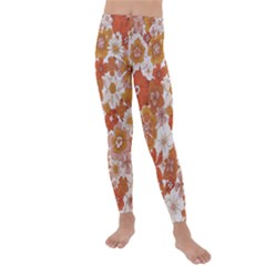 Flowers Petals Leaves Floral Print Kids  Lightweight Velour Leggings by Ravend