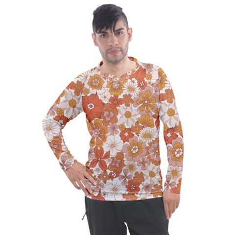 Flowers Petals Leaves Floral Print Men s Pique Long Sleeve Tee by Ravend