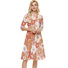 Flowers Petals Leaves Floral Print Classy Knee Length Dress by Ravend