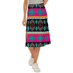 Abstract Art Pattern Design Old Vintage Midi Panel Skirt