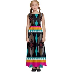 Abstract Art Pattern Design Old Vintage Kids  Satin Sleeveless Maxi Dress by Wegoenart