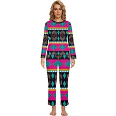 Abstract Art Pattern Design Old Vintage Womens  Long Sleeve Lightweight Pajamas Set by Wegoenart