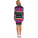 Abstract Art Pattern Design Old Vintage Long Sleeve Shirt Collar Bodycon Dress View4