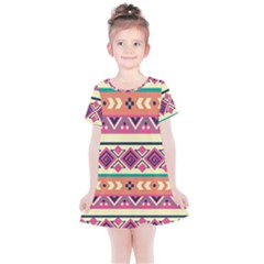 Unique Pattern Design Vintage Retro Art Kids  Simple Cotton Dress by Wegoenart