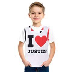 I Love Justin Kids  Basketball Tank Top by ilovewhateva