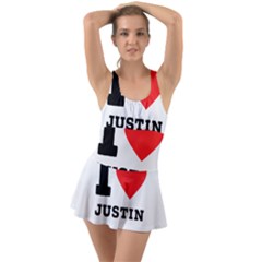 I Love Justin Ruffle Top Dress Swimsuit by ilovewhateva