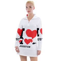 I Love Justin Women s Long Sleeve Casual Dress by ilovewhateva