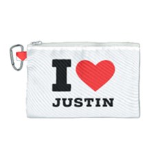 I Love Justin Canvas Cosmetic Bag (medium) by ilovewhateva