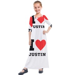 I Love Justin Kids  Quarter Sleeve Maxi Dress by ilovewhateva