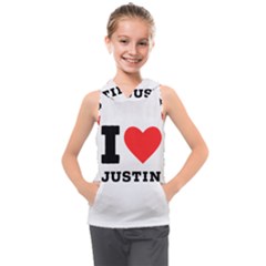 I Love Justin Kids  Sleeveless Hoodie by ilovewhateva