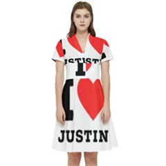 I Love Justin Short Sleeve Waist Detail Dress by ilovewhateva