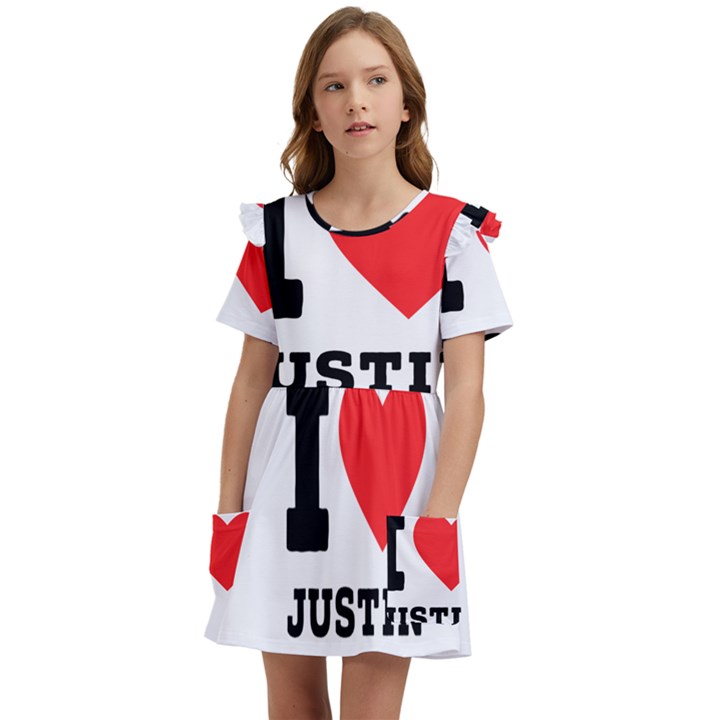 I love justin Kids  Frilly Sleeves Pocket Dress