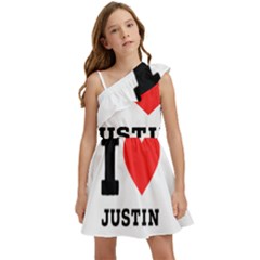 I Love Justin Kids  One Shoulder Party Dress by ilovewhateva