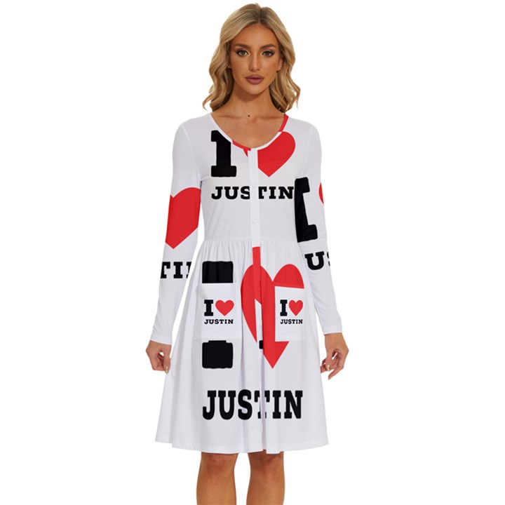 I love justin Long Sleeve Dress With Pocket