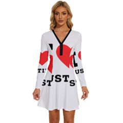 I Love Justin Long Sleeve Deep V Mini Dress  by ilovewhateva