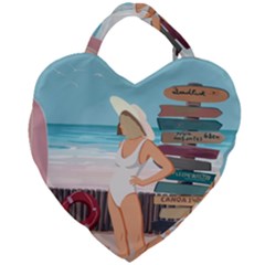 Vacation On The Ocean Giant Heart Shaped Tote by SychEva