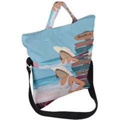 Vacation On The Ocean Fold Over Handle Tote Bag by SychEva