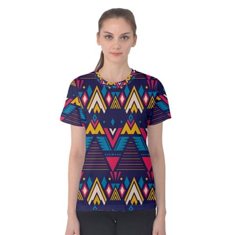 Pattern Colorful Aztec Women s Cotton Tee by Wegoenart