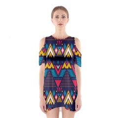 Pattern Colorful Aztec Shoulder Cutout One Piece Dress by Wegoenart