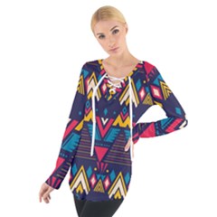 Pattern Colorful Aztec Tie Up Tee by Wegoenart