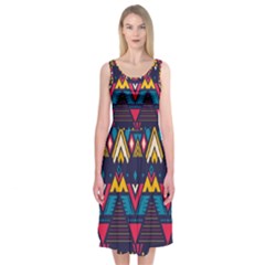 Pattern Colorful Aztec Midi Sleeveless Dress by Wegoenart