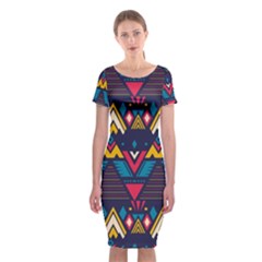 Pattern Colorful Aztec Classic Short Sleeve Midi Dress by Wegoenart