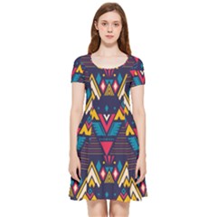 Pattern Colorful Aztec Inside Out Cap Sleeve Dress by Wegoenart