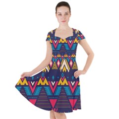 Pattern Colorful Aztec Cap Sleeve Midi Dress by Wegoenart