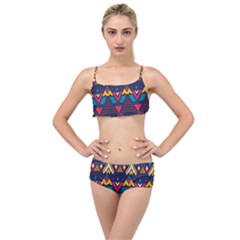 Pattern Colorful Aztec Layered Top Bikini Set by Wegoenart