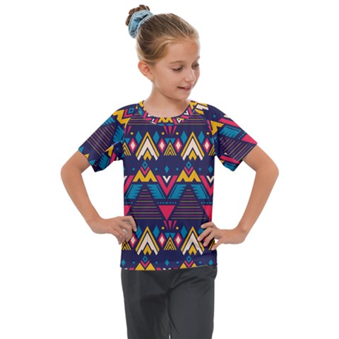 Pattern Colorful Aztec Kids  Mesh Piece Tee by Wegoenart