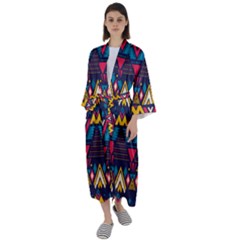 Pattern Colorful Aztec Maxi Satin Kimono by Wegoenart