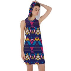 Pattern Colorful Aztec Racer Back Hoodie Dress by Wegoenart