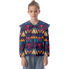 Pattern Colorful Aztec Kids  Peter Pan Collar Blouse by Wegoenart