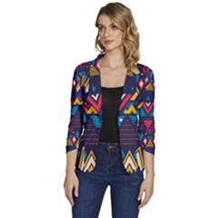 Pattern Colorful Aztec Women s One-button 3/4 Sleeve Short Jacket