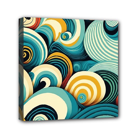 Waves Ocean Sea Abstract Whimsical (1) Mini Canvas 6  X 6  (stretched)